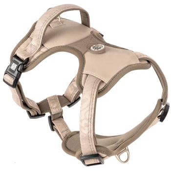 Max & Molly Sport Geschirr - Matrix 2.0 Sand M Beiges gepolstertes Hundegeschirr mit verstellbaren Riemen, Griff und Metall-D-Ring, mit kleinem runden Logobadge.