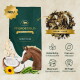 PFERDEGOLD Goldmüsli Sport Plus Tüte mit Pferdekopf, Kokosnuss, Sonnenblume, Erbsen, Müslihaufen, NEU-Badge und deutschen Angaben.