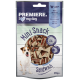 Emballage de Mini Snack Sandwich Premiere I love my dog présentant de petites friandises triangulaires pour chiens au goût de poulet et de poisson, 70g.