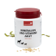 Weißer Behälter des Haustierergänzungsmittels Herzenstier Mineralien und Vitamine Akut mit rotem Deckel und Tier-Silhouetten auf dem Etikett.