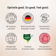 Sieben KatKare Topping-Dosen mit Beschriftungen: Immuno, Digestive, Calm Cat, Strong Heart, Urinary, Mobility, Shiny Cat.