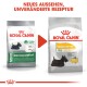 Zwei Tüten Royal Canin Dermacomfort Hundefutter für kleine Hunde, die ein neues Design und Zufriedenheitsansprüche von 87% und 91% zeigen.