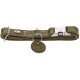 Olivgrünes Lederhalsband mit cremefarbener Naht, silbernem Verschluss und Ring, runde Marke mit eingeprägter Hundesilhouette, HUNTER-Logo.