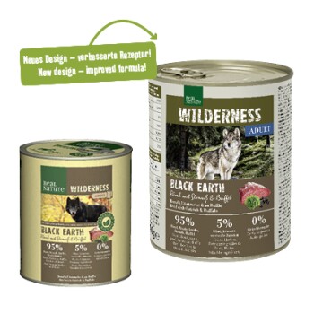 WILDERNESS Nassfutter für Hunde Adult Black Earth, Rind mit Strauß und Büffel 6x800 g