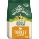 Dog food bag featuring "James Wellbeloved" brand, labeled "Adult Dog 1-7 Years," with "Turkey and Rice" and a weight of 2 kg.
