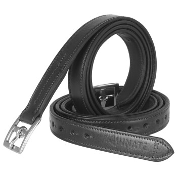 Leder Steigbügelriemen Superior mit Edelstahlschnallen schwarz 1,3 m