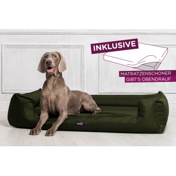 ® GOOFY - Orthopädisches Hundebett aus Polyester inkl. Matratzenschoner dunkles olivgrün 1,1 m, 22 cm, 90 cm