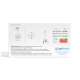 Anleitungskarte des Kidney Check Tests: Uringefäß mit der Aufschrift ‚Urin‘, 1‑Minuten-Timer, Teststreifen, Ergebnisdiagramm und getTested-Logo