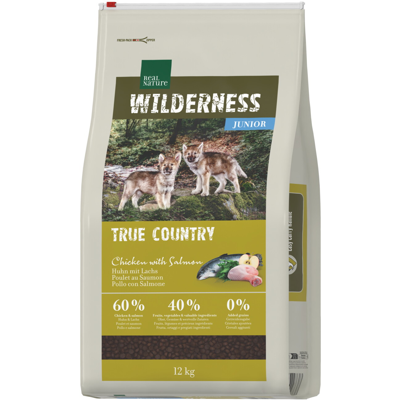REAL NATURE WILDERNESS Trockenfutter Hund, Junior, True Country, Huhn mit Fisch 12 kg