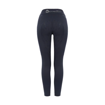 Marineblaue Reitleggings mit hohem Bund, die das "Cavallo"-Logo zeigt, mit einem eleganten Design und strukturierten Details auf der Rückseite.