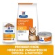 Hill's Prescription Diet Urinary Care voor katten: droge en natte voedselopties. Tekst: 'PROBEER ONZE HEERLIJKE VARIANTEN IN DROOG- & NATVOER.'
