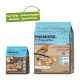 Zwei Tüten Vogelfutter "Premiere I ❤️ meinen Garten Protein Mix", eine mit einem Rotkehlchen, die andere mit einem Schwanzmeise. Neues Design und aufgelistete Zutaten.