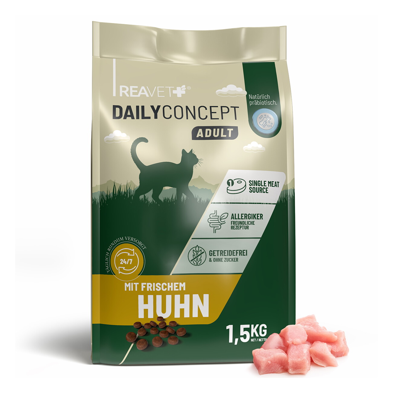 REAVET Katzentrockenfutter Dailyconcept – Mit frischem Huhn | 1,5kg