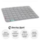 Graue Tiermatte mit gestepptem Design, beschriftet mit "Doctor Bark", mit Text über Haltbarkeit, Hygiene, Waschbarkeit und Allergietauglichkeit.