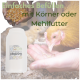 Huhn frisst Körner aus der Hand neben einer Haustier-Futterflasche; Text: 'Einfaches Befüllen mit Körner oder Mehlfutter'
