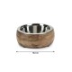 Holz-Haustiernapf mit einer inneren Edelstahlbeschichtung, beschriftet mit "Designed by Lotte," mit einem Durchmesser von 16,5 cm.