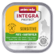 Dosen-Hundefutter mit der Aufschrift "Animonda Integra Protect Sensitive" mit Truthahn und Kartoffeln, mit den Texten "No Grain" und "Veterinary Diet."