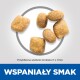 Obraz krokietów karmy dla zwierząt z tekstem 'WSPANIAŁY SMAK' i uwagą na temat rozmiaru krokieta: 'Przybliżona wielkość krokieta 11 x 7mm.'