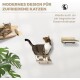 Zwei getigerte Katzen auf wandmontierten Holzregalen mit Pflanze; MODERNES DESIGN FÜR ZUFRIEDENE KATZEN