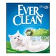 Verpackung von Blue Ever Clean Katzenstreu mit einer weißen Katze, die "Duftend Extra Starker Klumpen" und "Maximale Geruchsentfernung" hervorhebt.
