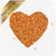 Herzförmige Anordnung kleiner orange und gelber Samen auf weißem Hintergrund, mit einem goldenen Banner "PREMIUM" in der oberen linken Ecke.