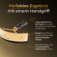 Goldener PFERDEGOLD Pferde-Wasserschieber mit schwarzem Griff über dem deutschen Text "Perfektes Ergebnis mit einem Handgriff".