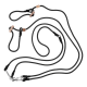 Schwarze verstellbare Hundeleine mit Holzperlen und Metallclips, entworfen für Spaziergänge und Training von Haustieren.