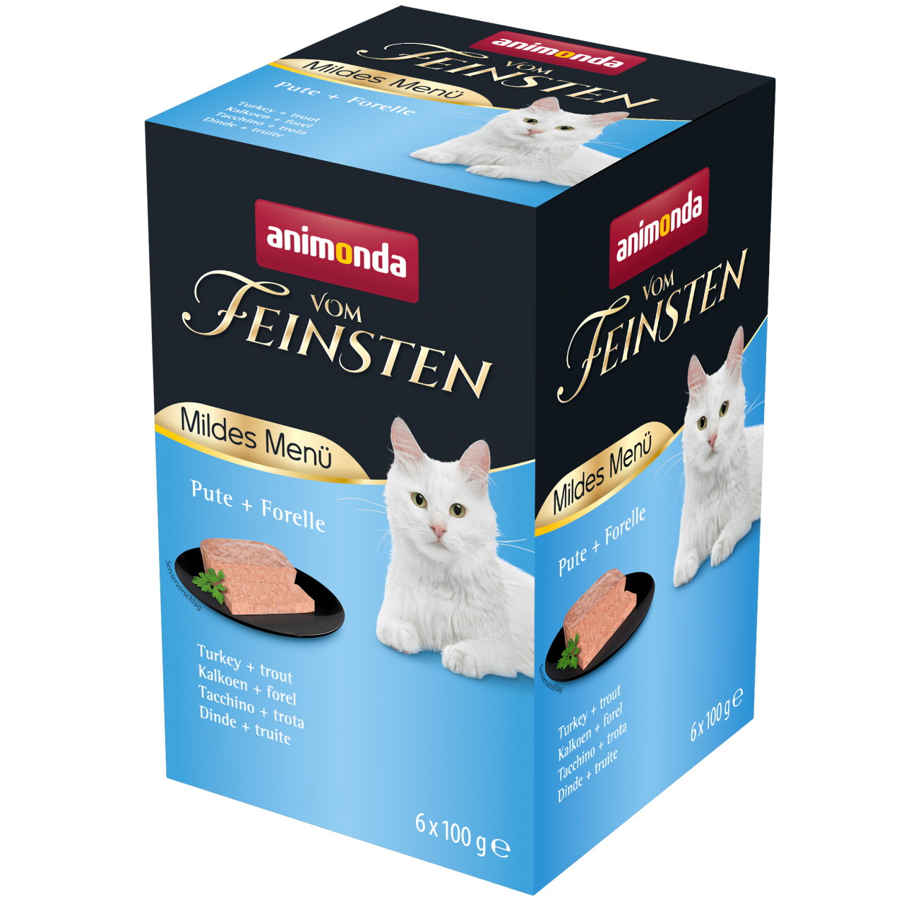 animonda Vom Feinsten Nassfutter Katze, Adult, Mildes Menü 6x100g Pute und Forelle