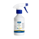 Weiße Sprühflasche mit blauem Sprühkopf, beschriftet mit „Canina Petvital Bio Fresh & Clean Spray“, ein Haustierreiniger.