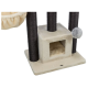 Katzenbaum-Basis mit einer gemütlichen Hängematte, Kratzpfosten und einem kleinen Versteck mit einem baumelnden Pom-Pom-Spielzeug.