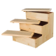 Holzhaustiertreppe mit vier Stufen, jede mit einer strukturierten beigen Oberfläche für besseren Halt, entworfen für kleine Haustiere, um höhere Bereiche zu erreichen.