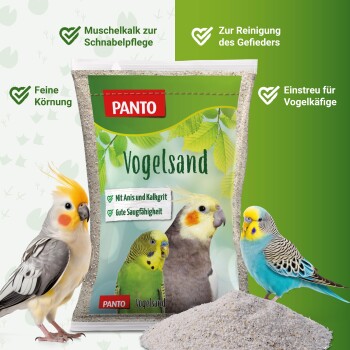 Ein Hügel aus feinem weißen Sand mit kleinen Körnern und einigen dunkleren Flecken, geeignet für Tierhabitate oder Aquarien.