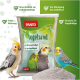 Ein Hügel aus feinem weißen Sand mit kleinen Körnern und einigen dunkleren Flecken, geeignet für Tierhabitate oder Aquarien.