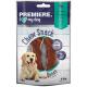 Kauwsnackbotten voor honden, met een golden retriever op de verpakking, gelabeld 'met eend' en '2 Stk.'