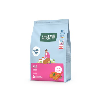 Grüne Petfood Insect Dog Mini Trockenfutter-Tüte für erwachsene Hunde, getreidefrei, Haut- und Fellunterstützung, deutsche Qualität, 5 kg.