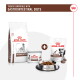 Royal Canin veterinary products for gastrointestinal diets, including dry food, wet food, and treats, displayed in a pet bowl.