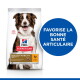 Sac de nourriture pour chiens Hill's Science Plan Healthy Mobility avec un chien brun et blanc heureux, étiquette « with chicken » et cercle bleu indiquant « FAVORISE LA BONNE SANTÉ ARTICULAIRE »