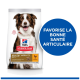 Sac de nourriture pour chiens Hill's Science Plan Healthy Mobility avec un chien brun et blanc heureux, étiquette « with chicken » et cercle bleu indiquant « FAVORISE LA BONNE SANTÉ ARTICULAIRE »