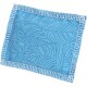 Blue pet blanket with a leaf pattern and white stitched edges, designed for comfort and style in pet care.