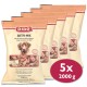 Verpackung von DIBO Aktiv-Mix Hundefutter, mit einer Mischung aus Fleisch, Mägen, Lungen und Leber vom Rind. Fünf Beutel, insgesamt 2000g.