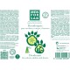 Deodorant für Kaninchen, Nagetiere und Frettchen von Men For San; mit einem grünen Pfotenabdruckdesign, Anwendungshinweisen und Zutatenliste.