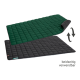 Schwarze Haustiermatte mit einem gesteppten Design, beschriftet mit 'Doctor Bark', mit Text über Haltbarkeit, Hygiene und Pflegehinweise.
