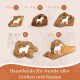 Bild von Hundekauartikeln in den Größen S, M, L, XL, XXL, mit Gewichtsspannen und "Baumheide für Hunde aller Größen und Rassen."