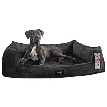 ® Orthopädisches Hundebett FRANKLIN Kuscheliger Teddy-Stoff - Hundesofa anthrazit 1,3 m, 25 cm, 1 m