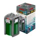EHEIM professionell 3 1200 XL Außenfilter in einem grünen Behälter, zusammen mit seiner Verpackung mit aquatischen Bildern und Spezifikationen.