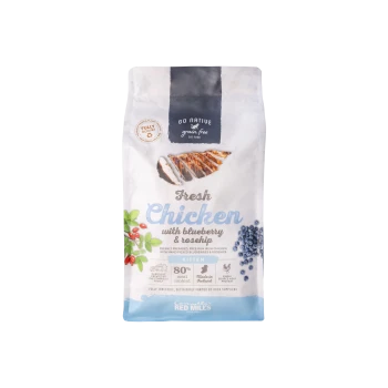 Bag of Go Native grain-free kitten cat food — Fresh Chicken with blueberry & rosehip, 80% meat content, Red Mills.