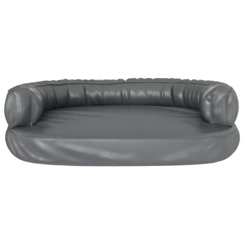 Hundebett Ergonomisch Kunstleder grau L