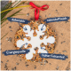 Ein schneeflockenförmiger Vogelfutterornament hängt von einem Ast, mit "Ganzjahresfütterung" in einem blauen Abzeichen darüber.