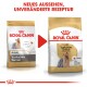 Bild, das zwei Taschen von Royal Canin Hundefutter für Yorkshire Terrier vergleicht, mit dem Text "NEUES AUSSEHEN, UNVERÄNDERTE REZEPTUR."