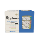 Applaws natürliche Katzenfutterbox mit Fischauswahl in Gelee, enthält 12 Dosen (70g jede) mit Thunfischfilet, Thunfisch mit Lachs und Thunfisch mit Algen.